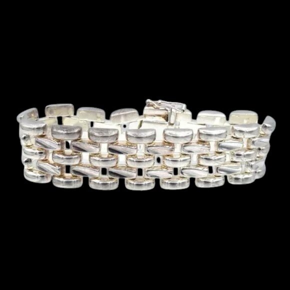 IBB Italian Sterling Silver Panther Link Bracelet - Picture 3 of 6